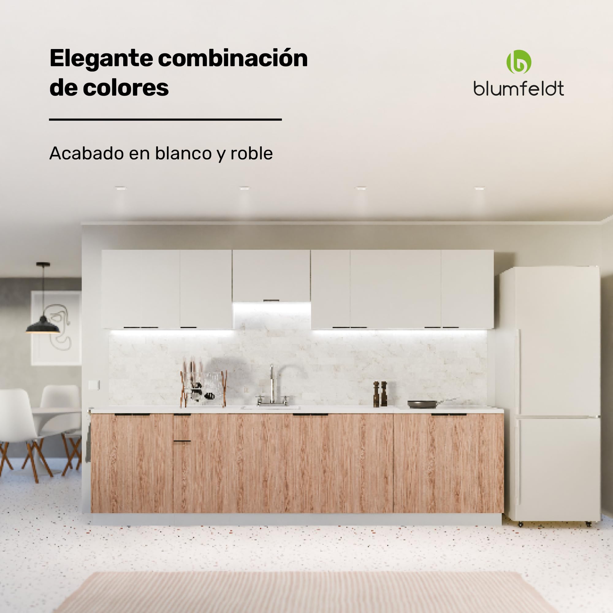 Blumfeldt Mueble de Cocina - Armario para Lavavajillas con Encimera MDF 30mm, Superficie de Melamina, Integración Perfecta, Fabricación Sostenible, Blanco-Roble