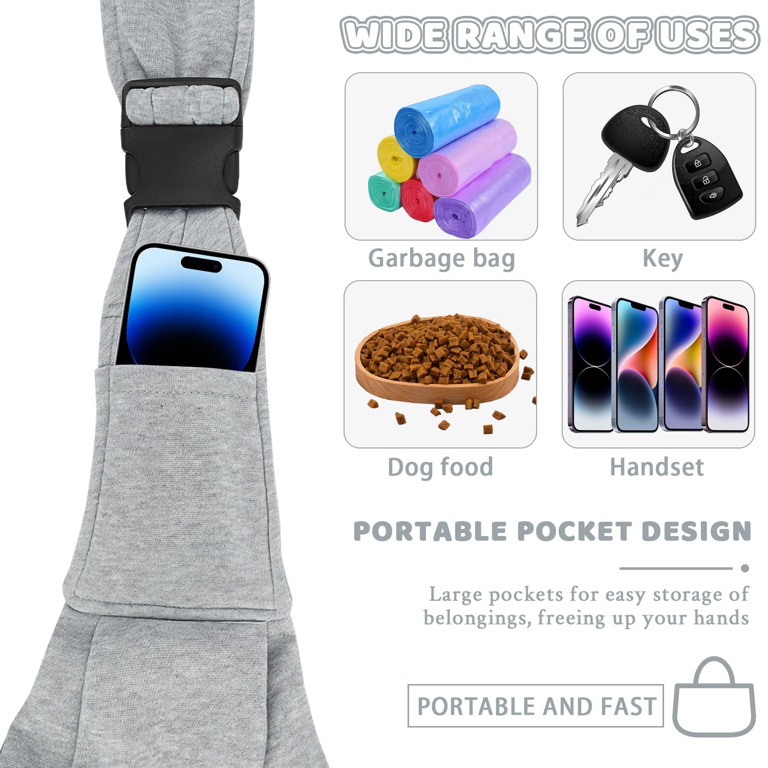 Bandolera para Perro Transportín para Perros Bolsa de Hombro para Mascotas Ajustable Gris con Toalla para Mascotas para Perros Gatos Pequeño y Medianos (Gris)