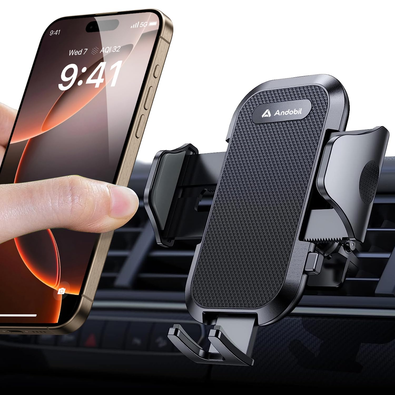 andobil Handyhalterung Auto Lüftung Handy Halterung [2026 Upgrade Lüftungsclip] Kfz Handyhalterung 360° Drehbar Autohalterung Kompatibel mit iPhone 17 16 15 14 13 11 Pro Max Samsung S25 S24 Ultra