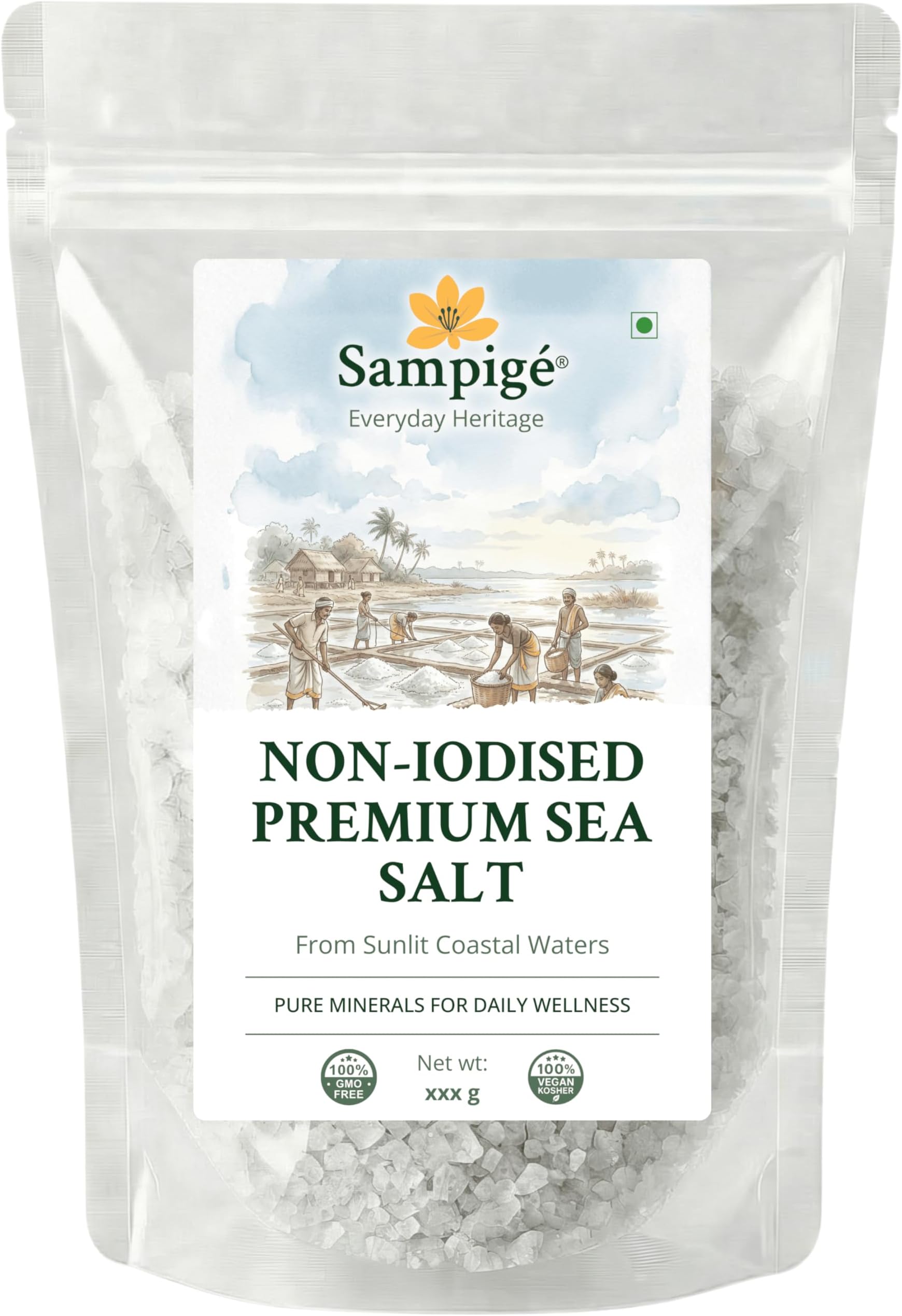 Non Iodised Premium Sea Salt | Sea Salt Crystals | For Cooking, Seasoning & Everyday Kitchen Use | 900g