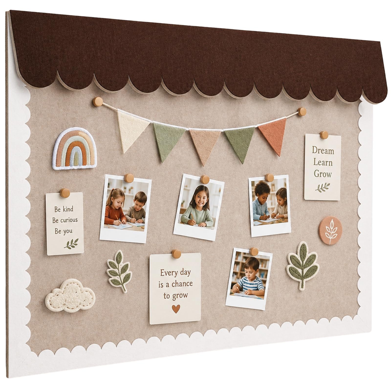 Climberty® Scalloped Bulletin Board Felt Cork Pin Board | Spacious full size surface supports multi item layout without clutter, proper for pinning photos-image-14