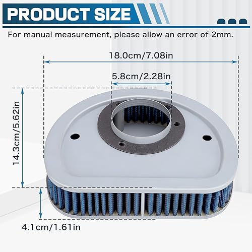 Miniatura 2 de Cyleto 29461-99 HD-1499 Filtro de aire para Harley Davidson 1999-2007 Road King Glide Ultra Classic 2000-2015 Fat Boy Heritage Softail Deluxe Deuce