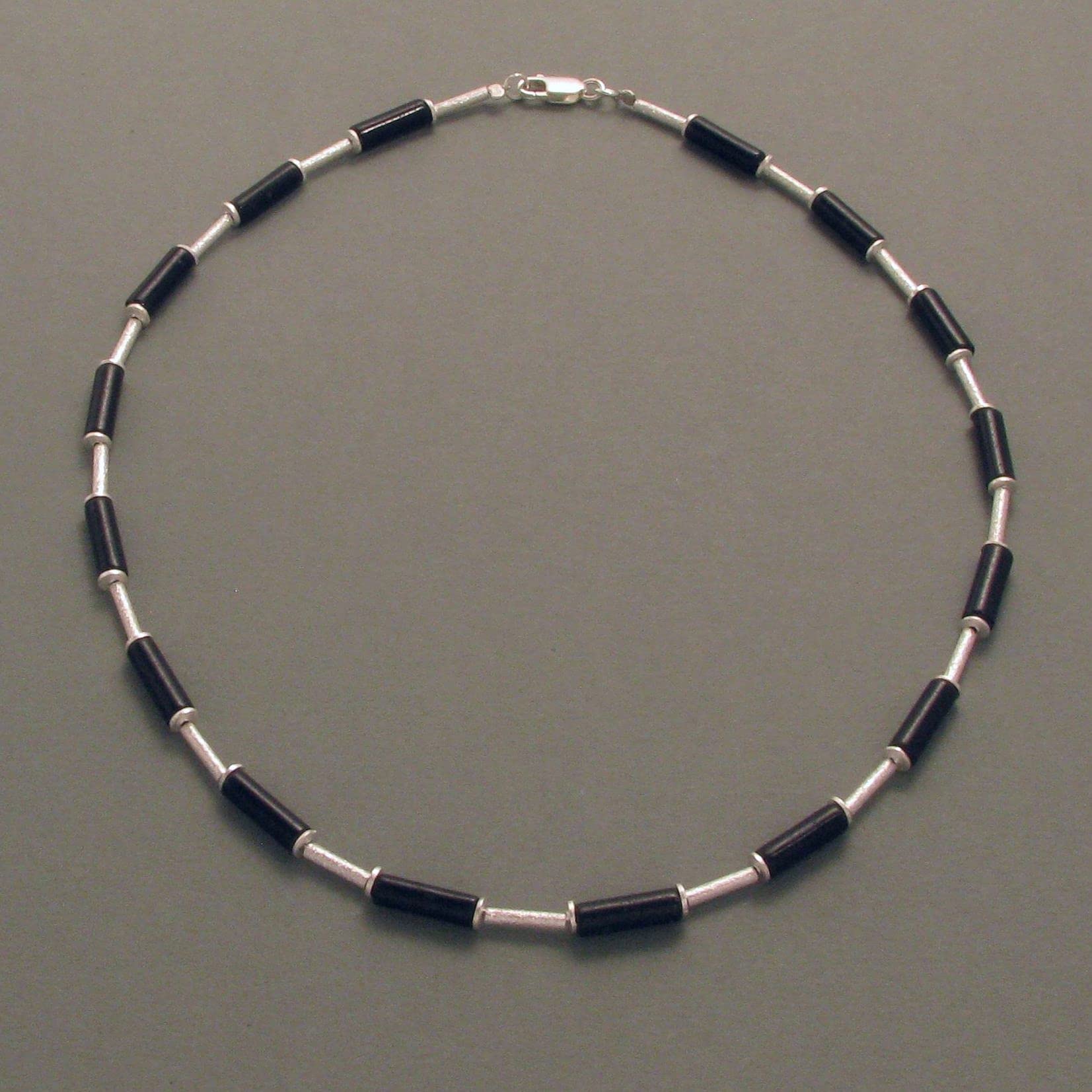 Onyx-Kette mit Silber