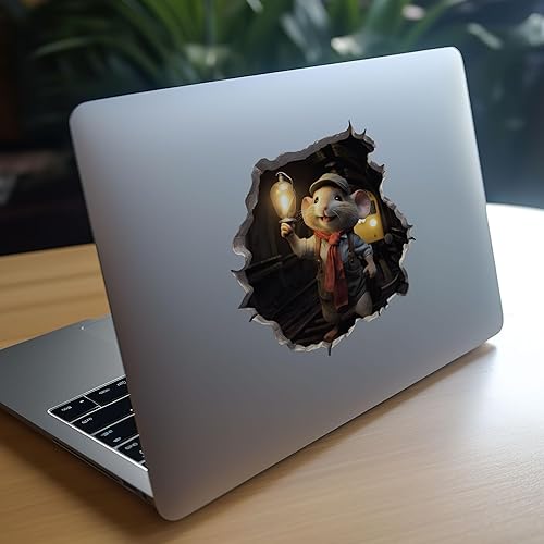 Miniatura 9 de Calcomanía de pared 3D con agujero de ratón de tren ingeniero