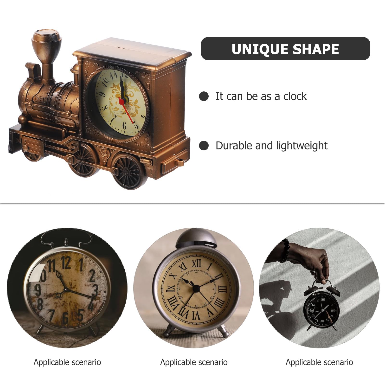 Abaodam Railway Engine Alarm Clock Creative Desktop Ornament 7.09X4.72X2.36In Silent Wake-up Clock for Bedroom Living Room Student Desk - Image 4