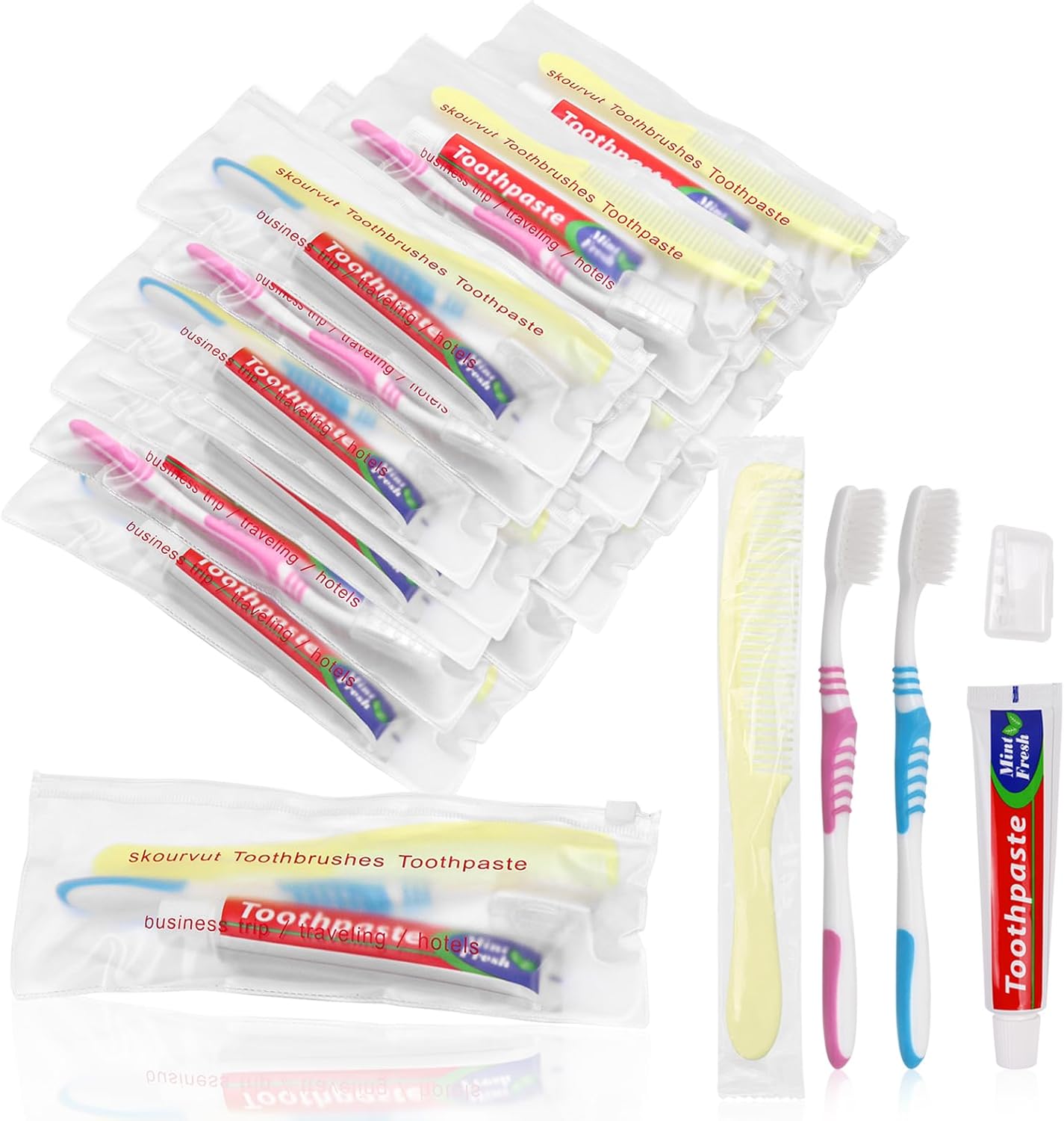 Disposable Toothbrushes with Toothpaste Individually Wrapped, Travel Kit whit
