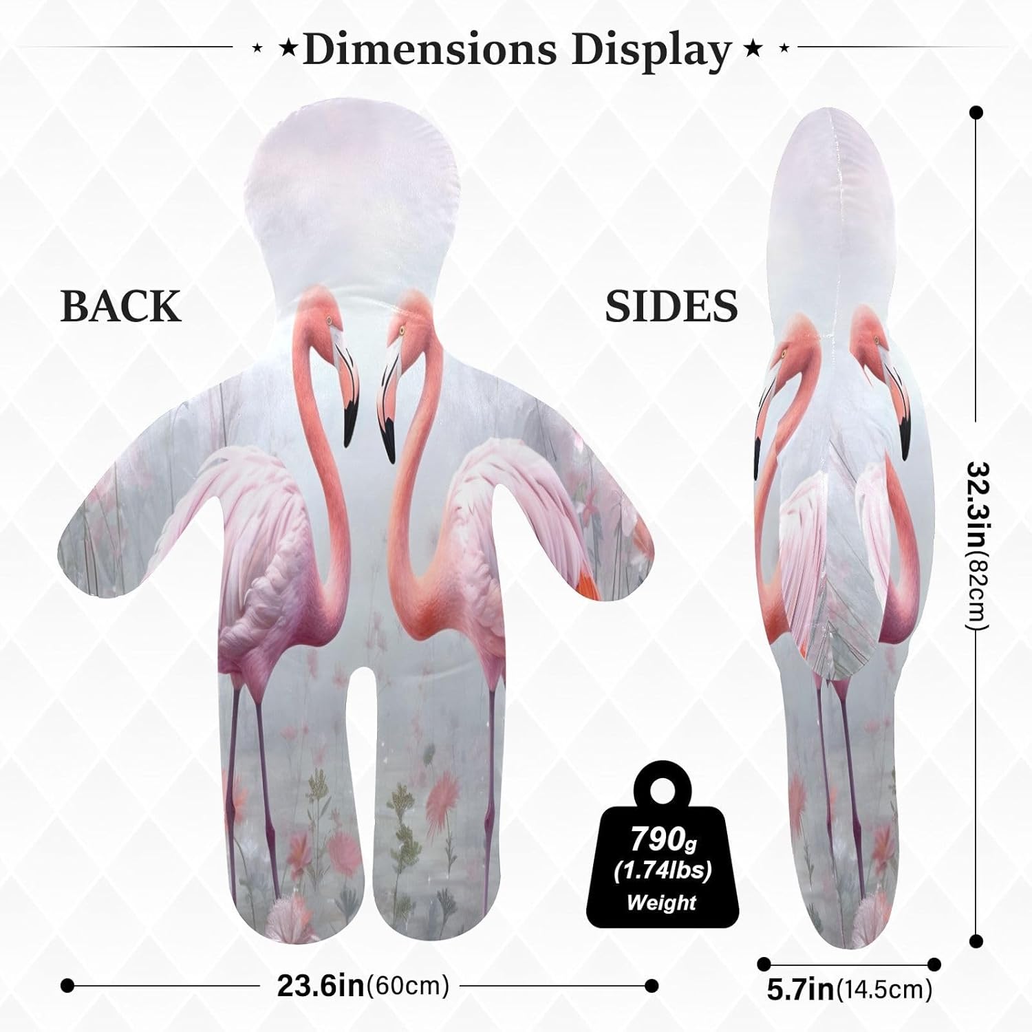 Pink Flamingos Human-Shaped Pillow Soft Body Pillows Washable Velvet Pillows for Anxiety Relief Sleeping Cuddling & Support