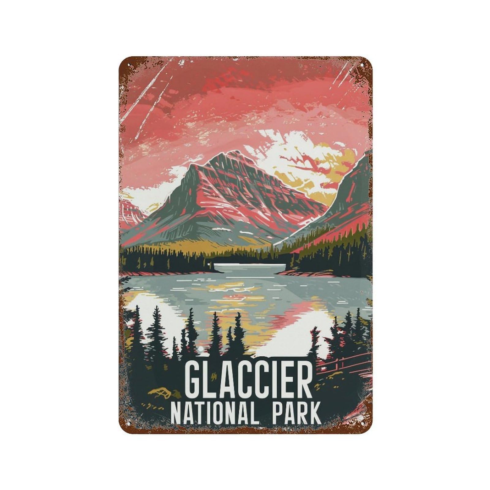 FHUYEURHRY Mid Century Glacier National Park 01 Wall Decor Retro Iron Vintage Art Metal Tin Sign Poster Modern Home Cofffee Club Art Bar Shop Decorations Style-32 30x20cm