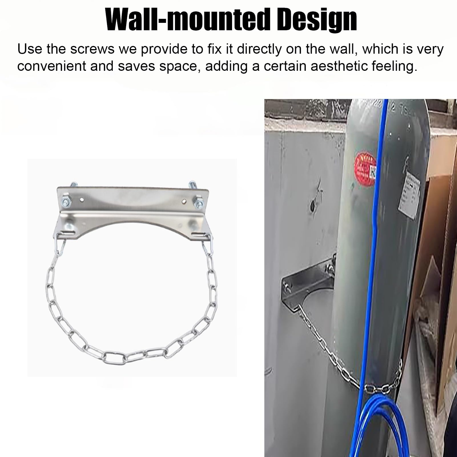 ZIMGOD Oxygen Tank Holder Gas Cylinder Bracket Wall Mounted with 2 Screws, Stainless Steel Oxygen Cylinder Fixed Rack for Hospital/Labs, Save Space Expansion Tank Bracket(Length 125cm(49 1/4