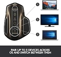 Vista 7 de Logitech Mouse inalámbrico MX Master - Sensor de alta precisión, rueda de desplazamiento adaptativa a velocidad, fácil de cambiar hasta 3