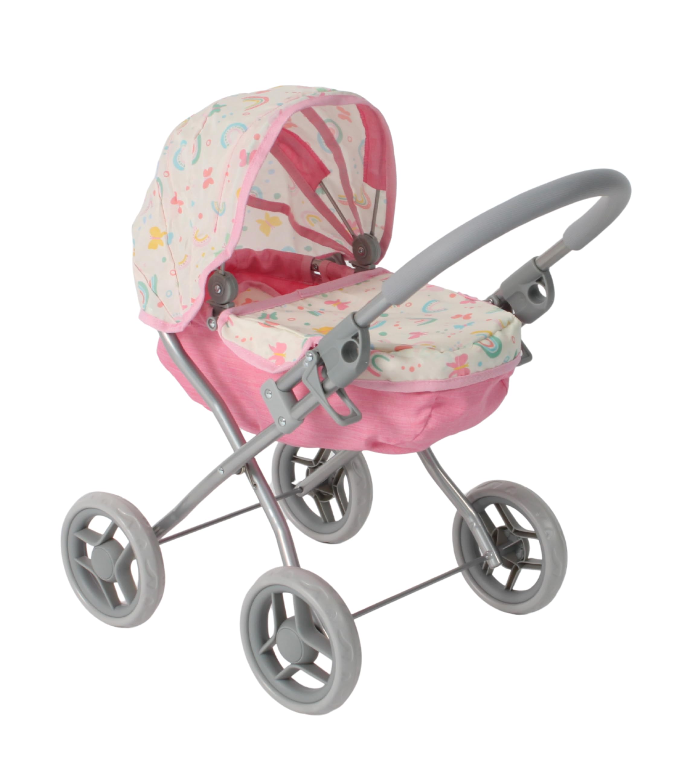 Bayer Chic 2000 Puppenwagen Lilli Schmetterlinge | Klassischer Kinderwagen | Klappbarer Puppenwagen im edlen Design. 55 cm Schieberhöhe, verstellbares Verdeck & ideal für Puppen bis 41 cm.