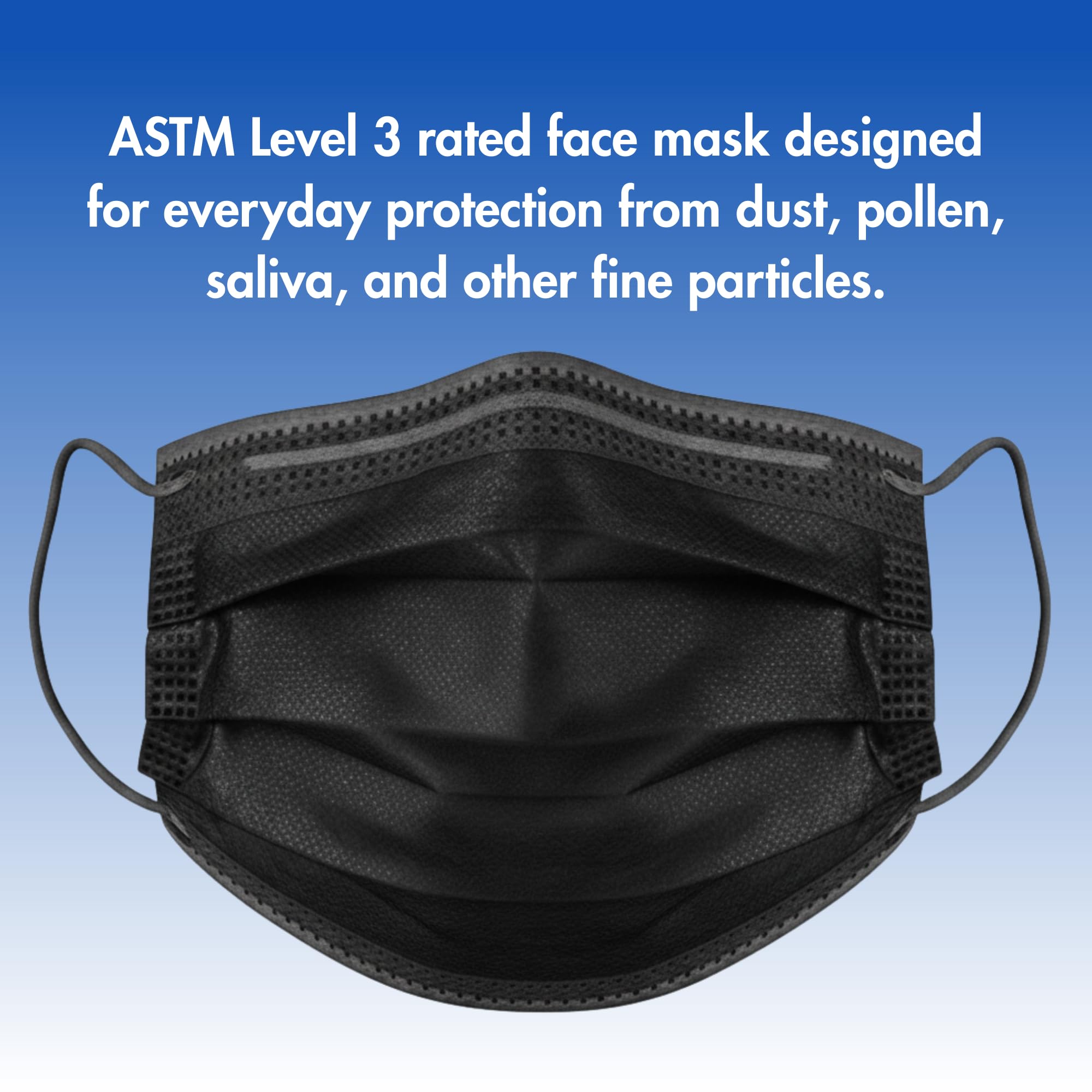 ASTM Level 3 Face Masks - Black, 50 Ct -3