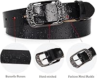 Vista 184 de Cinturón de cuero clásico con hebilla de metal para mujer con vestido de jeans Aah-negro-clásico