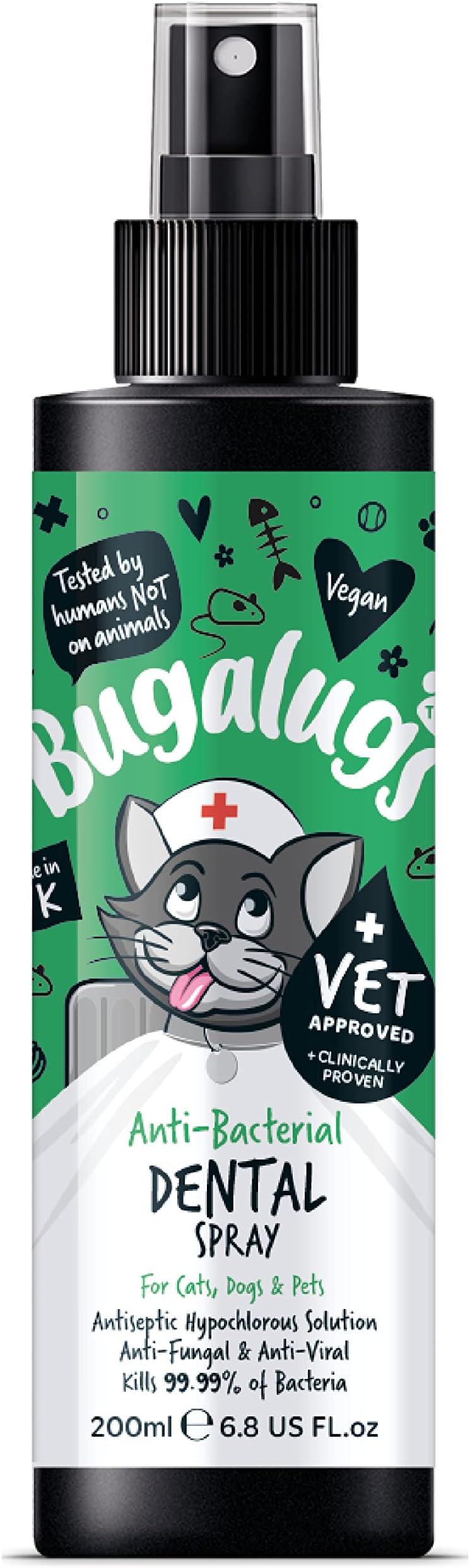 BUGALUGS Cat Teeth Cleaning Spray & Plaque Remover 200ml Natural Cat