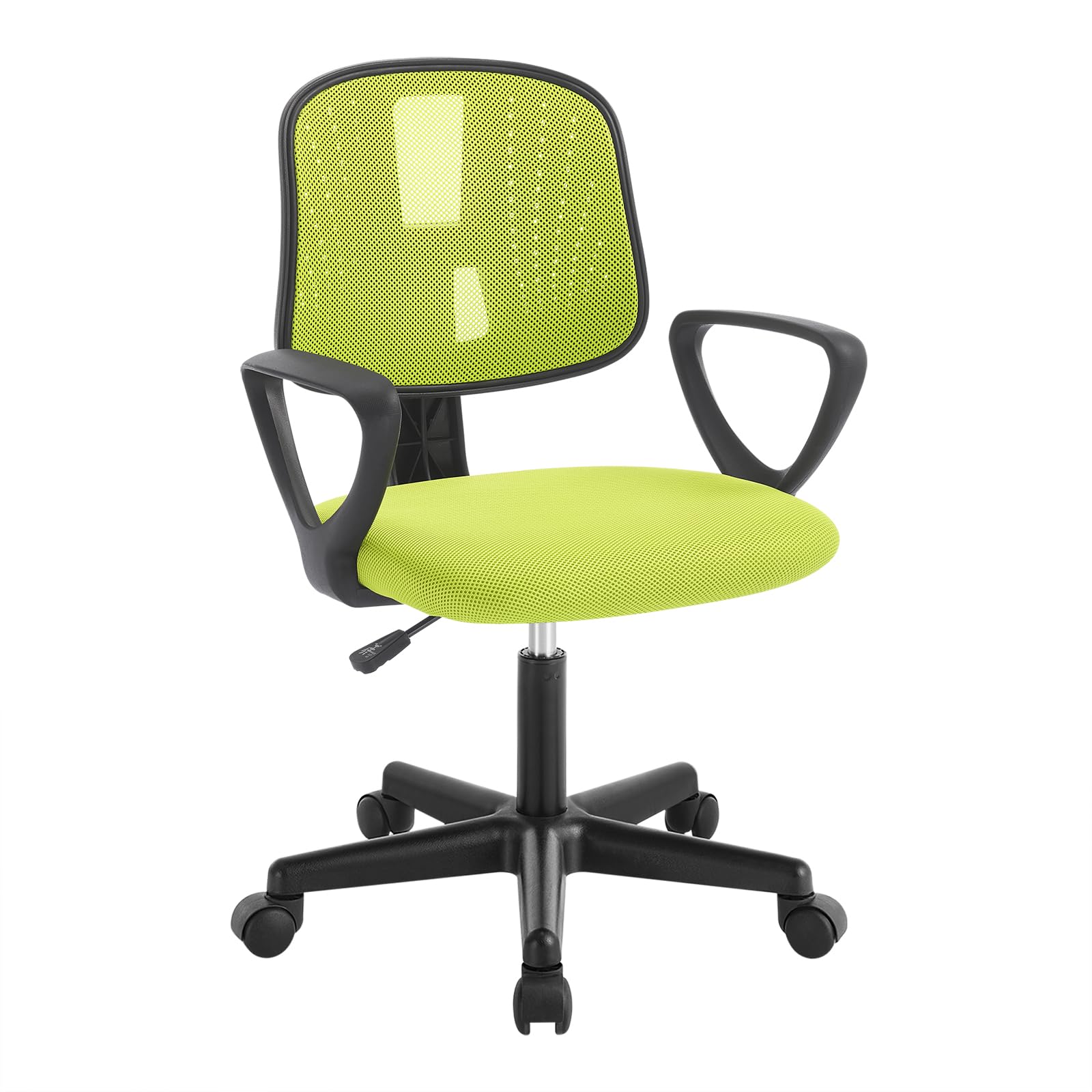 Klihome Silla Escritorio Infantil, Silla Estudio Giratoria, Sillas Juvenil con Ruedas, Sillas Ergonómica de Malla Transpirable, Taburete Giratorio con Respaldo Ajustable Automático, Verde, K0004BS