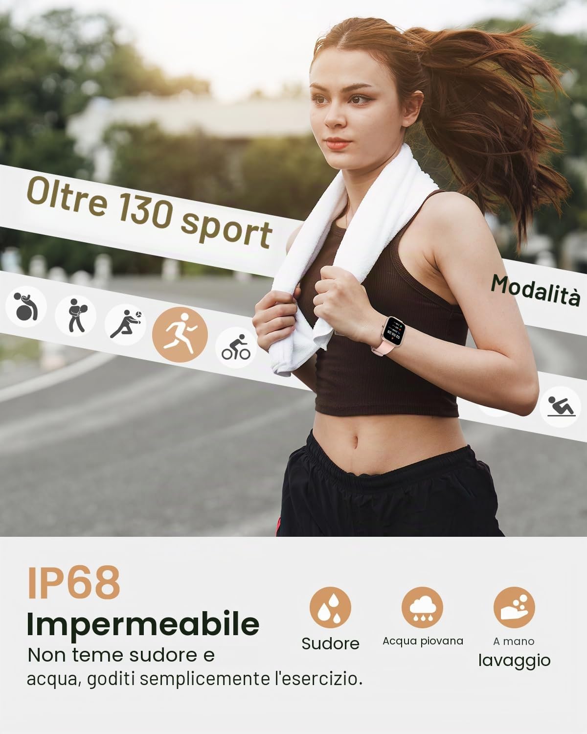 Smartwatch Donna con Chiamata, 1,75" HD Orologio Smart Watch con 130+ Sport, Cardiofrequenzimetro, SpO2, Sonno, Ciclo Mestruale, Fitness Activity Tracker IP68 Android/iOS Oro, Regalo Donna