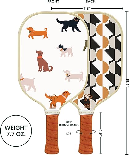 Miniatura 2 de Juego de 2 palas de pickleball de fibra de vidrio de cabra, incluye 4 bolas para interiores y exteriores y bolsa de viaje, juego de raquetas de