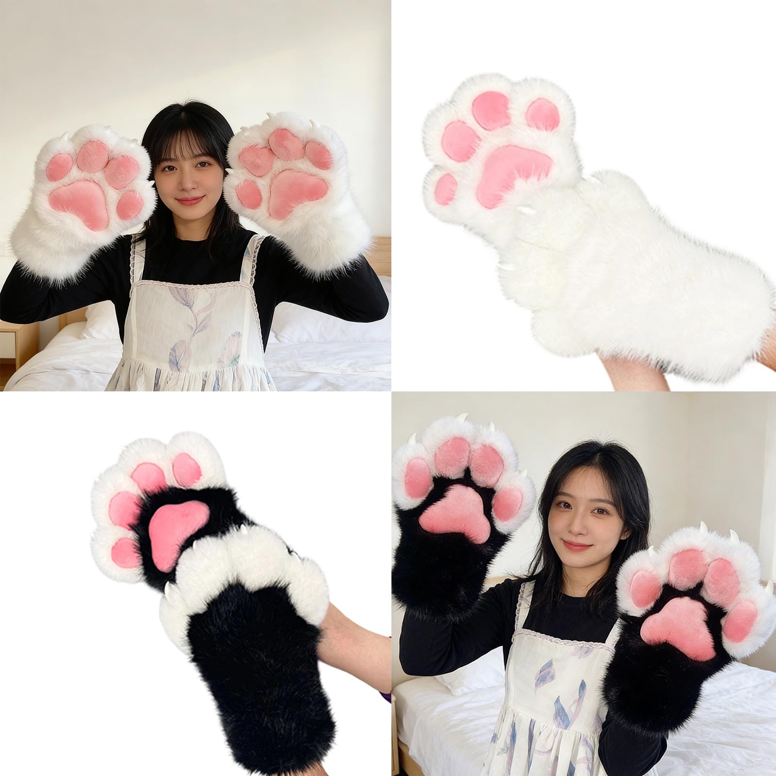 Gants en fourrure de pattes de chats, gants de Costume de Cosplay pour femmes et filles, confort, peluche douce, vêtements à main, Anime, pattes de chats chauds