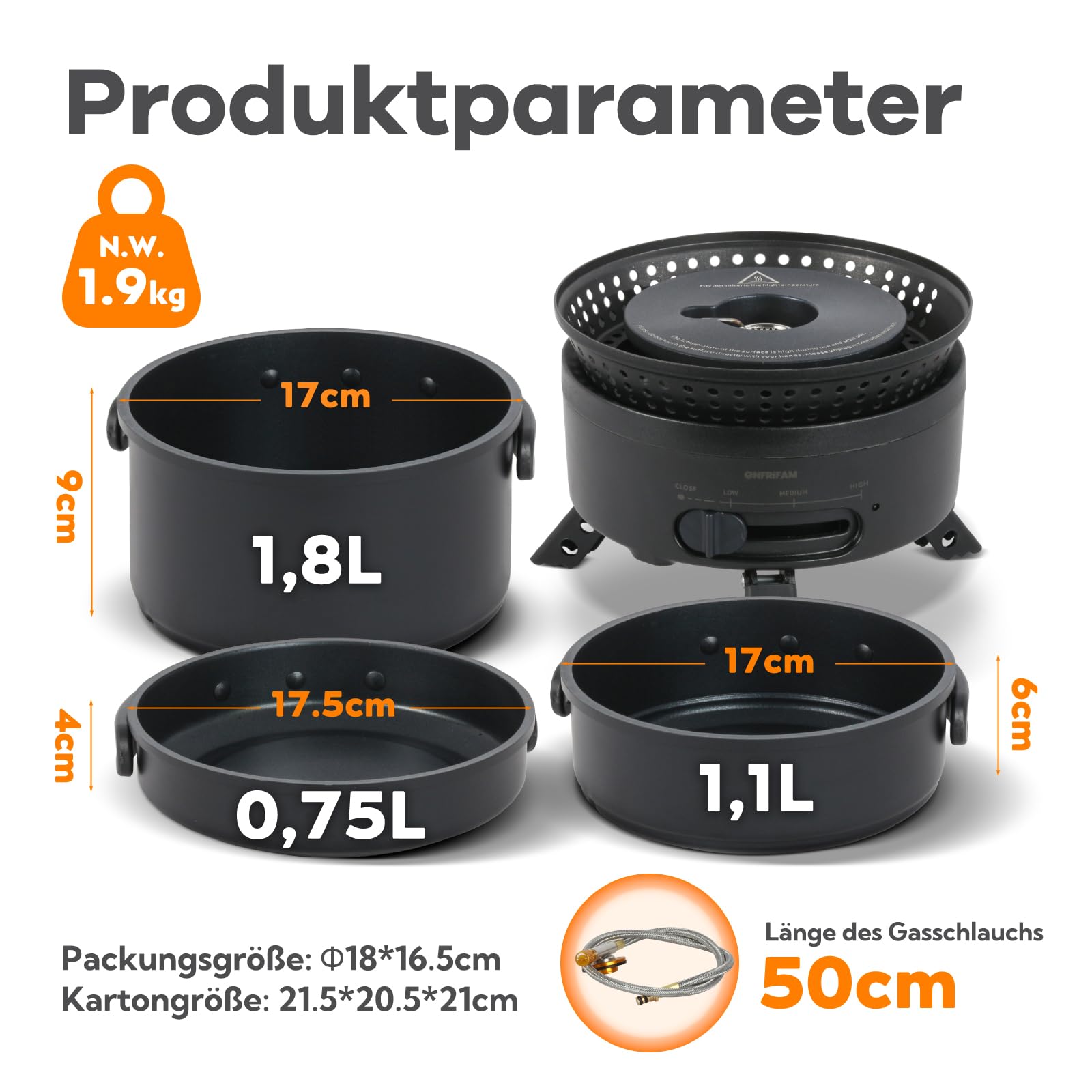 Camping Kochgeschirr Set für 2-4 Personen, 2 IN 1 Elektro und Gaskocher, Kombiniere 700W Elektrische & 2200W Gas, Camping Geschirr Campingkocher für Wohnmobil, Drinnen, Draußen