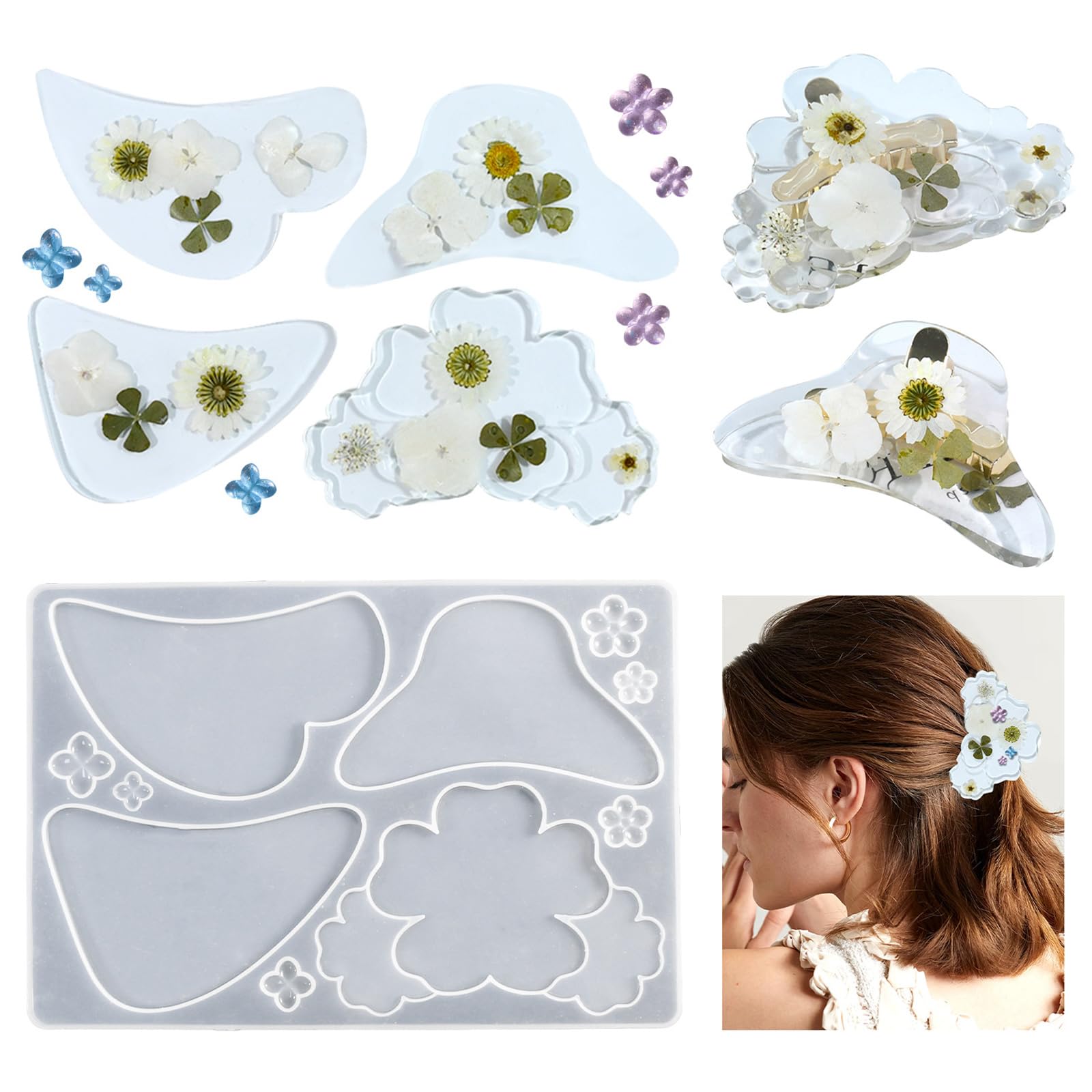Stampi in resina siliconica per accessori per capelli, struttura in silicone per creare clip per capelli unici e accessori alla moda