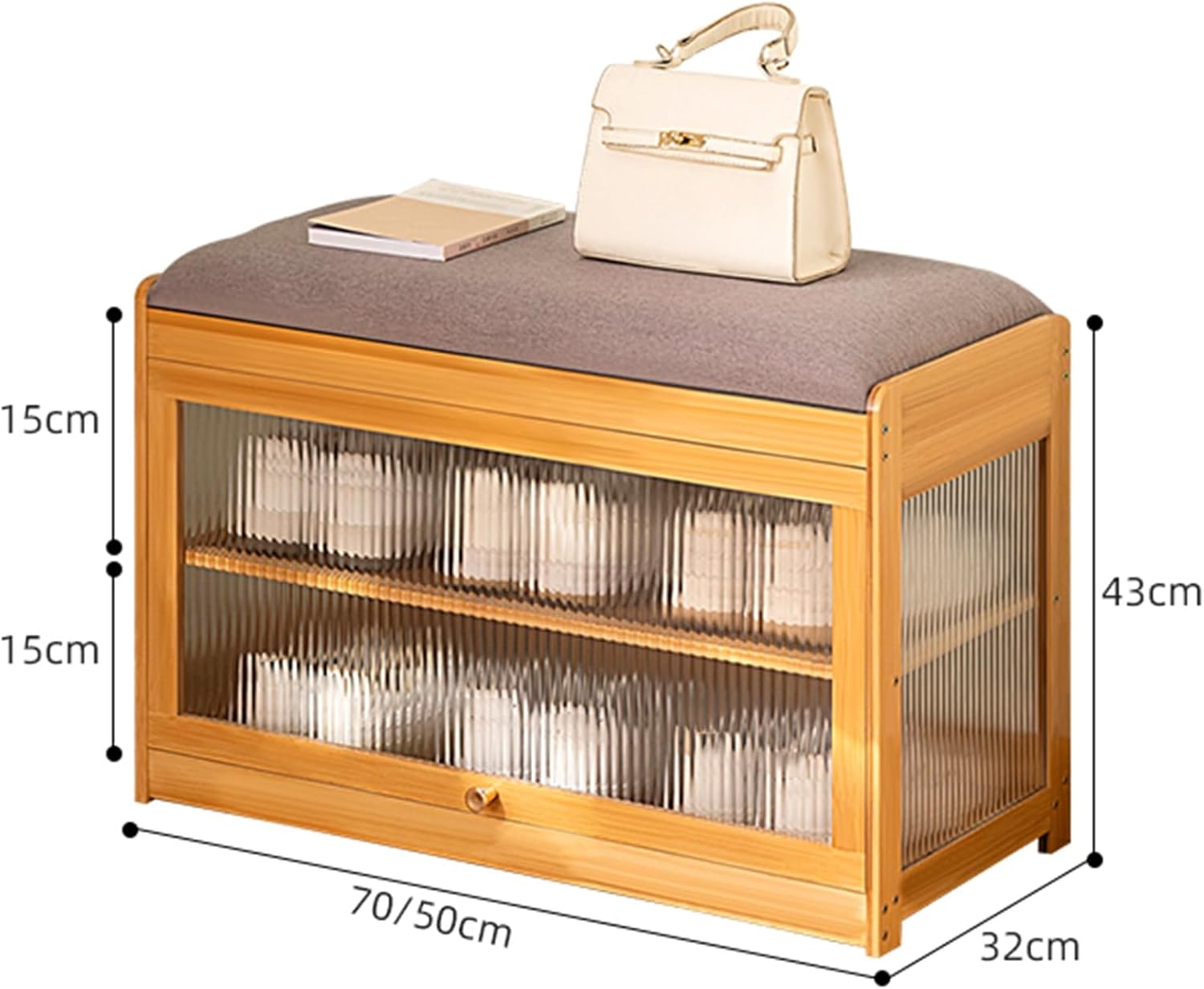 Shoe Changing Stool Home Shoe Cabinet at The Door Stool Integrated Entrance Long Stool Shoe Carrying Stool for The Entrance Original Color/Brown/Black Length 50cn/70CM (Color :