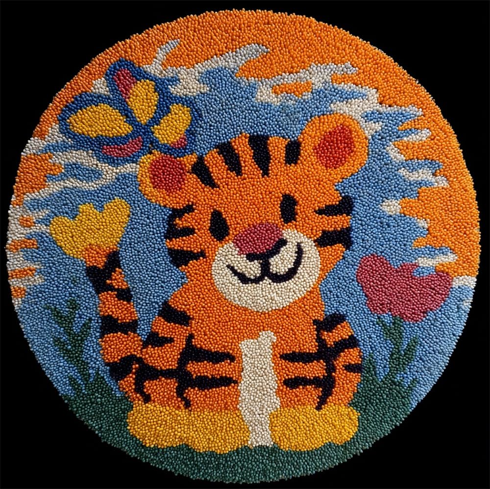 kitphoenix Rug Making Craft Kit Tiger and Butterfly