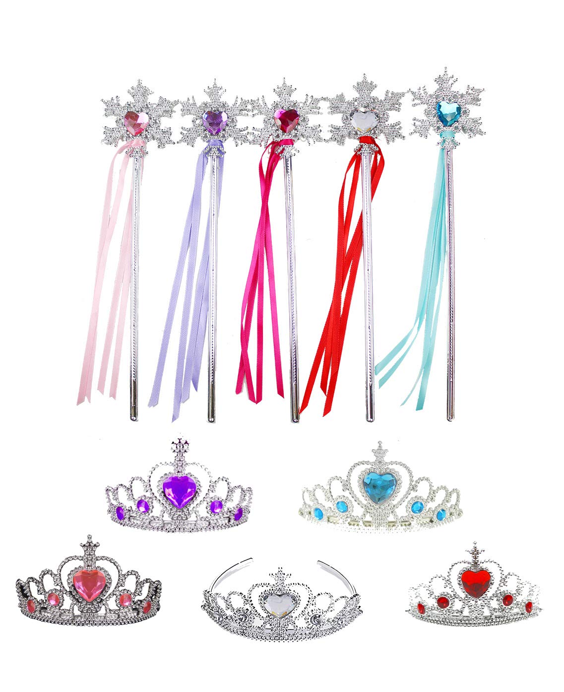FancyDressWale Princess Dress Up Princess Silk Wands Tiaras and Crowns for Girls Gem Wand Gold Set Assorted Pack of 5 (B08ZCDKJQ2) Amazon Price History, Amazon Price Tracker