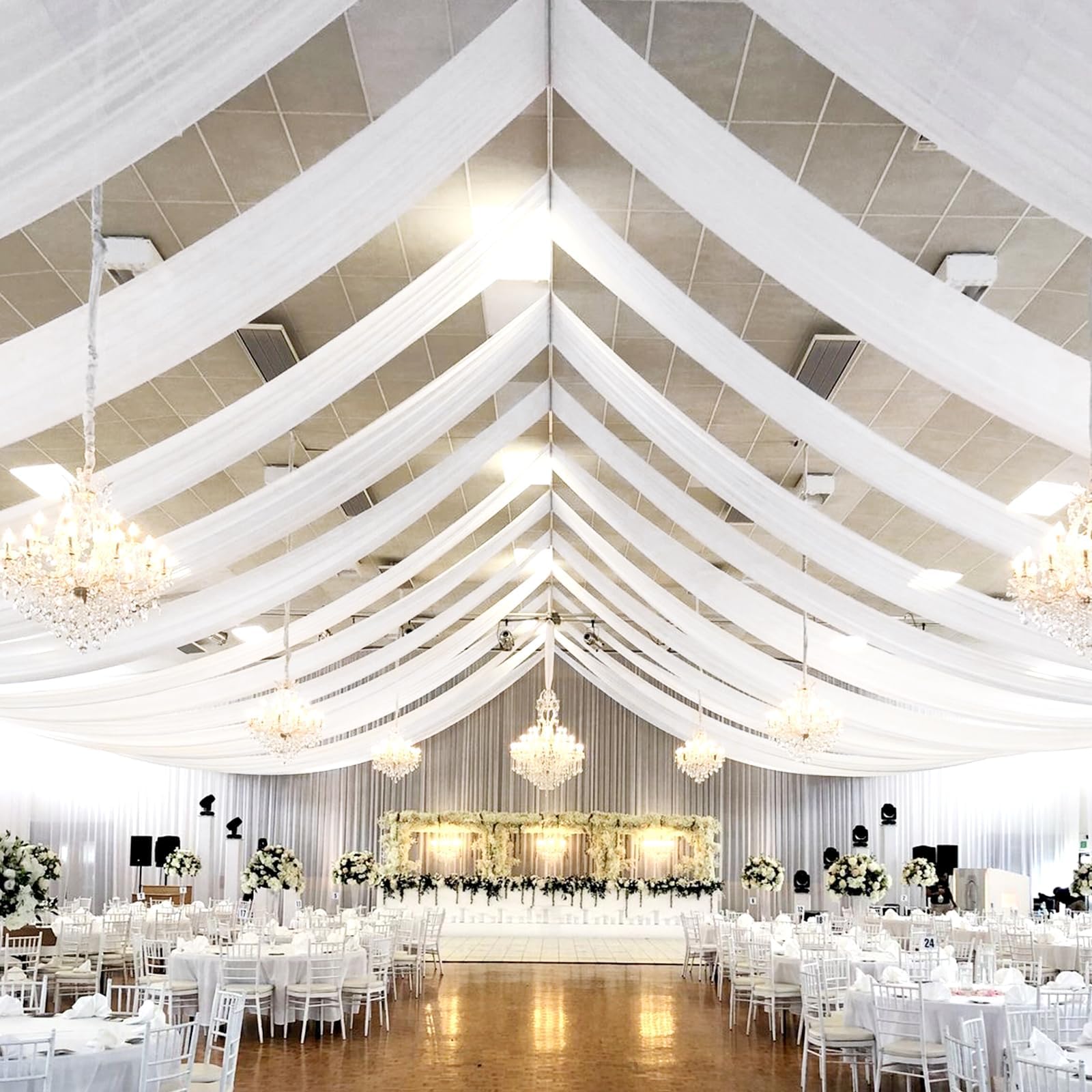 8 Panels White Ceiling Drapes 5ftx20ft Wedding Ceiling
