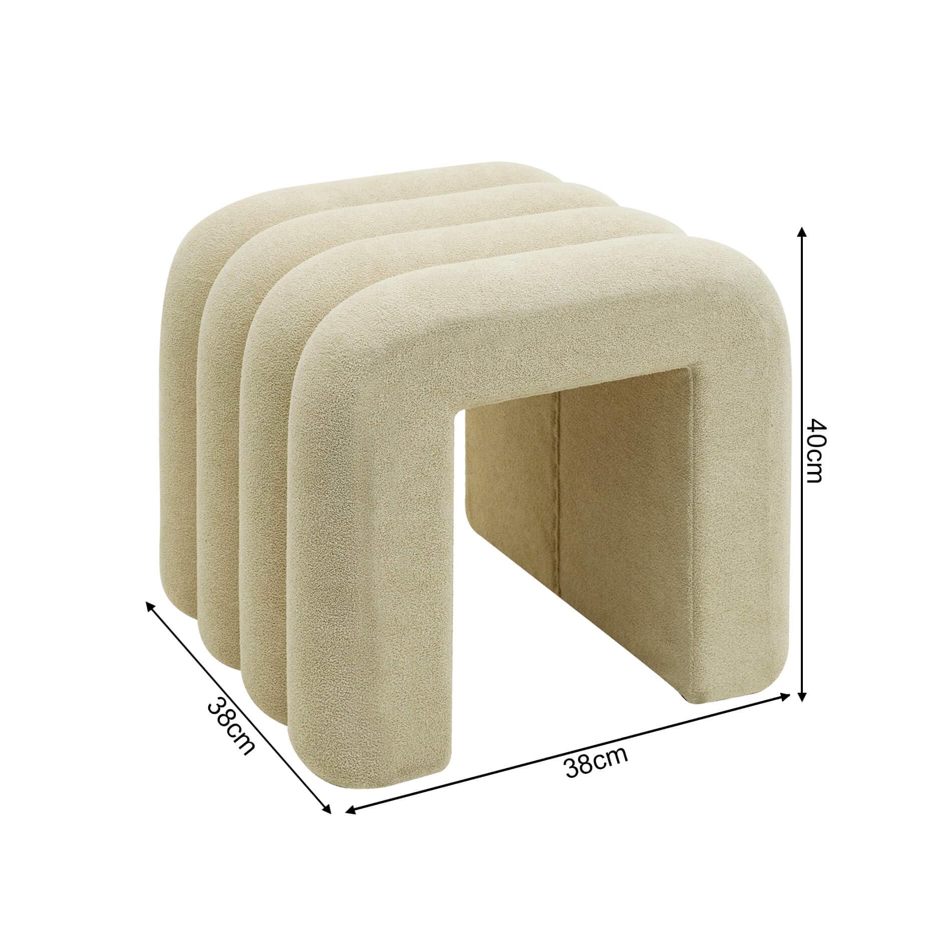 Rebecca Mobili Set 2 Pouf Moderni, Poggiapiedi Bassi, Beige, Tessuto Poliestere MDF, Imbottito, Design Originale, per Camera da Letto Salotto - Misure HxLxP: 40 x 38 x 40 cm - Art. RE7061