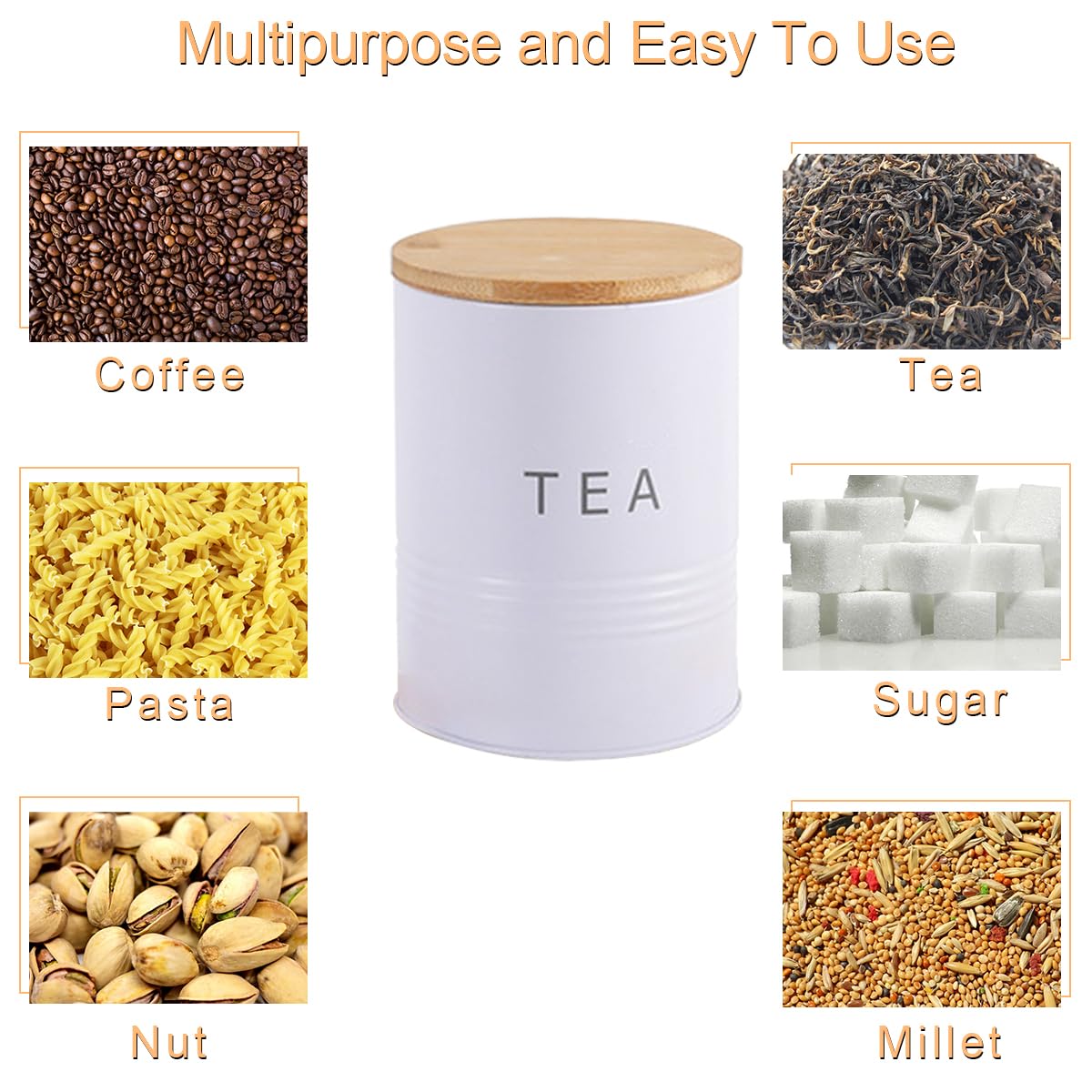 Lallisa 3 Pcs Stainless Steel Kitchen Canister 62 Fl Oz With Airtight Clear Clamp Lid, Metal Food Storage Container Set For Coffee Bean Ground Coffee Flour Sugar Spice Tea Cereal Snack - View #6