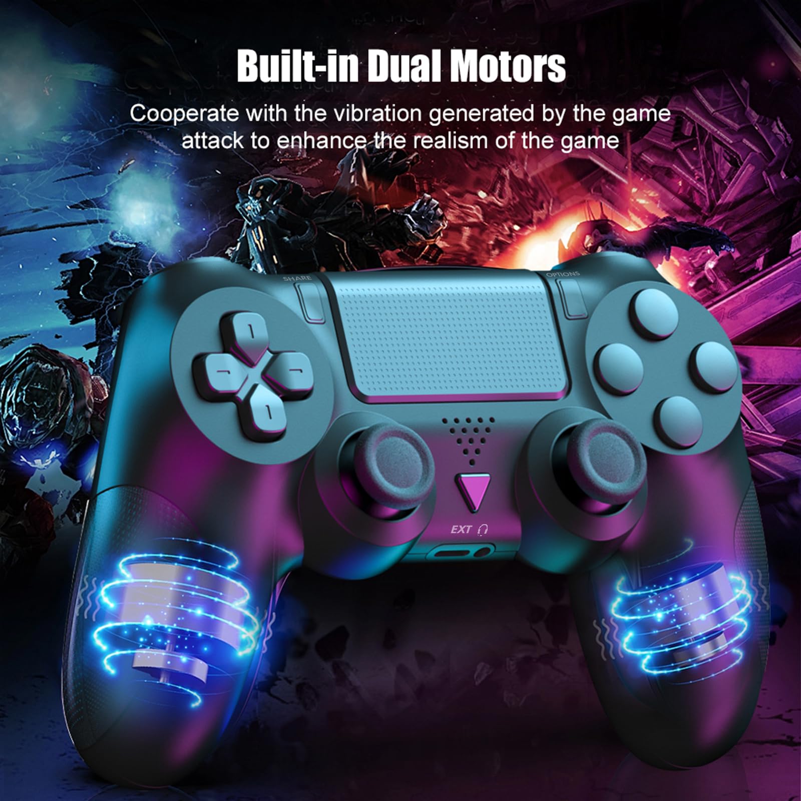 Wireless Controller für PS-4, LED Game Controller Kompatibel mit PS-4/Slim/Pro/PC, Gamepad mit Dual Vibration, Touchpad, 6-Achse