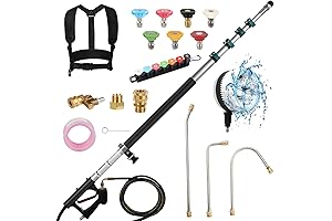 24FT Telescoping Pressure Washer Wand with Rotary Brush for Patio, Lawn & Garden Cleaning