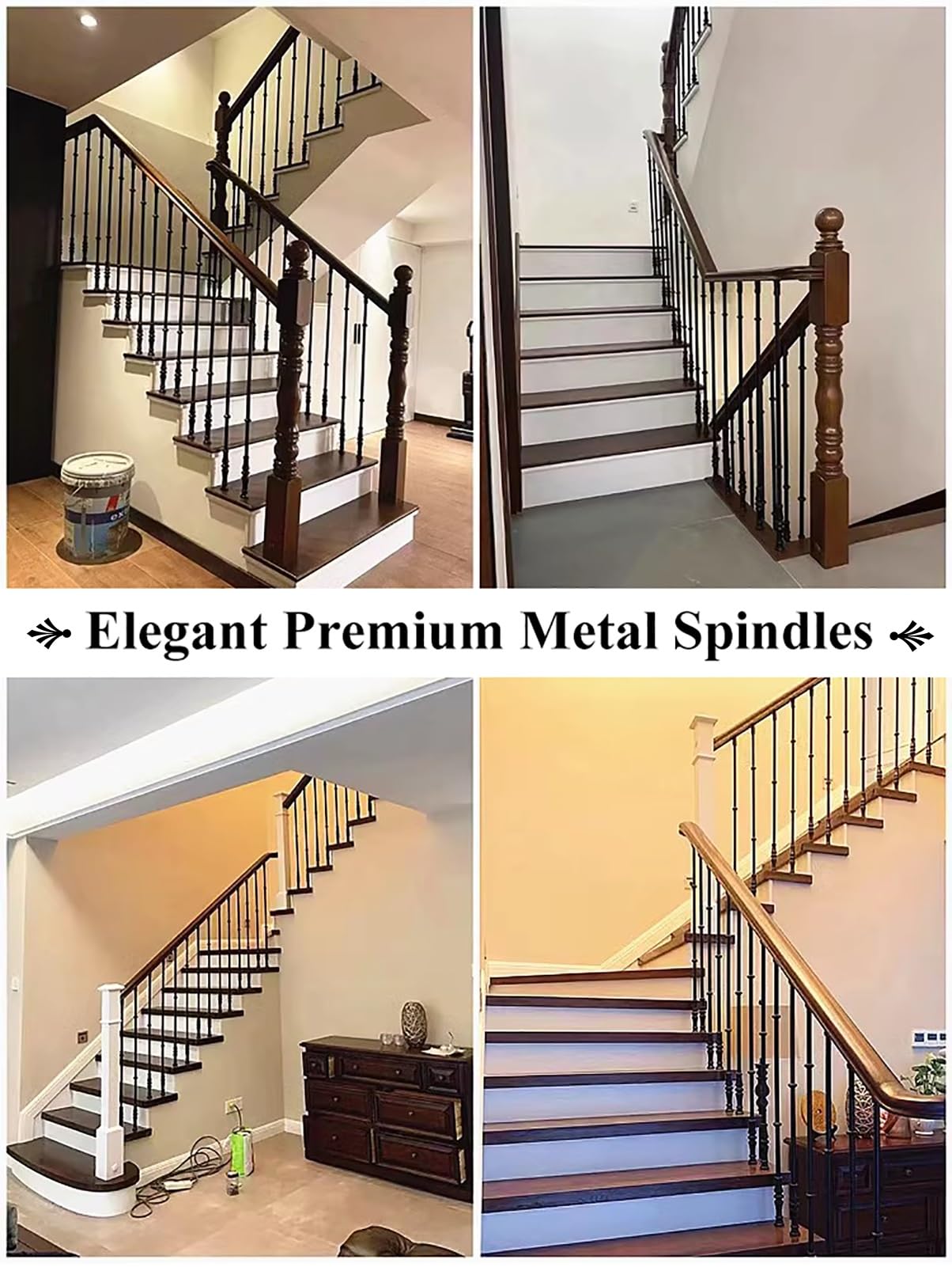 Poręcze schodowe w kształcie litery U, (balustrady schodowe aluminiowe balustrady do wnętrz schodów, zestaw okrągłych sztywnych szpineli schodowych 5/8", słupki do poręczy schodowej na willę/balkon