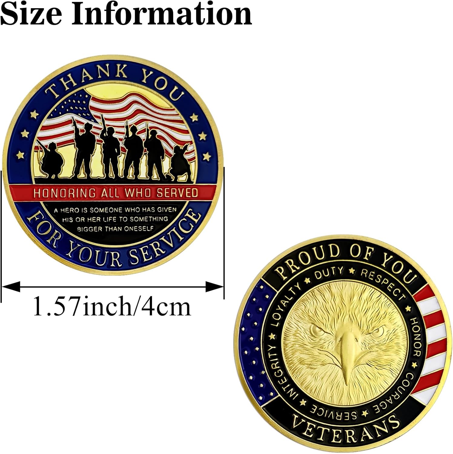 BHealthLife 42 Pcs Veteran Thank You Challenge Coins - Double-Sided Military Appreciation Coin, American Flag and Bald Eagle Design, Honor Veterans with This Proud of You Coin, Classic