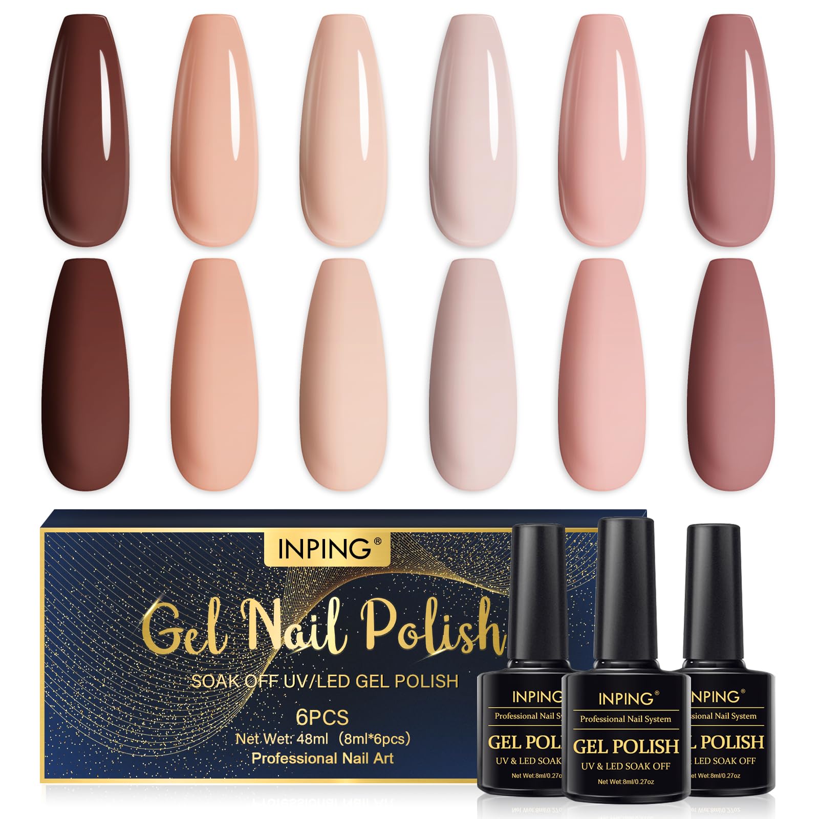 UV Nagellack Pastell Sommer Gel-Nagellack Set Gellack Langlebige Gelnägel | INPING 10 Farben Frühling Sommer Makronen Neon Glitzer Rosa Langlebige Gelnägel für Frauen zu Hause French Maniküre Kit 8ML