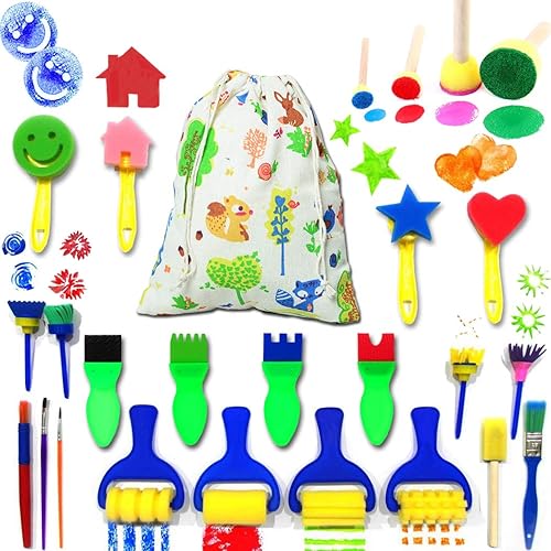 Arte y artesanía Herramientas de dibujo Mini flor esponja cepillo Set Kits de diversión aprendizaje temprano DIY