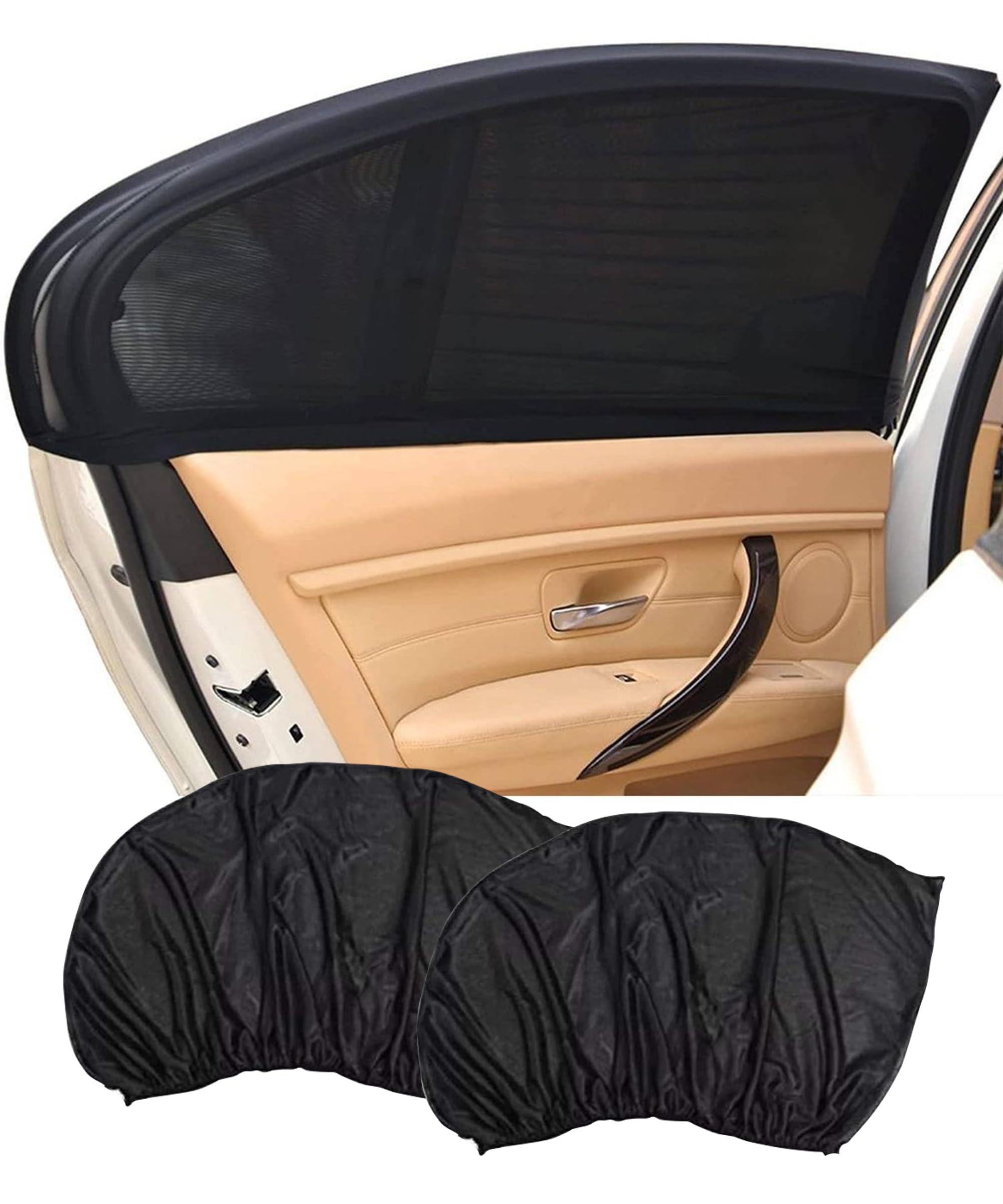 Flaconi 2PCS Chaussette Fenêtre Voiture Pare Soleil,Pare Soleil Voiture Bébé et Animaux,Bloquer Les Rayons UV,Anti-Moustiquaire,Compatible avec la Plupart des SUV,Camions et Voitures Particulières