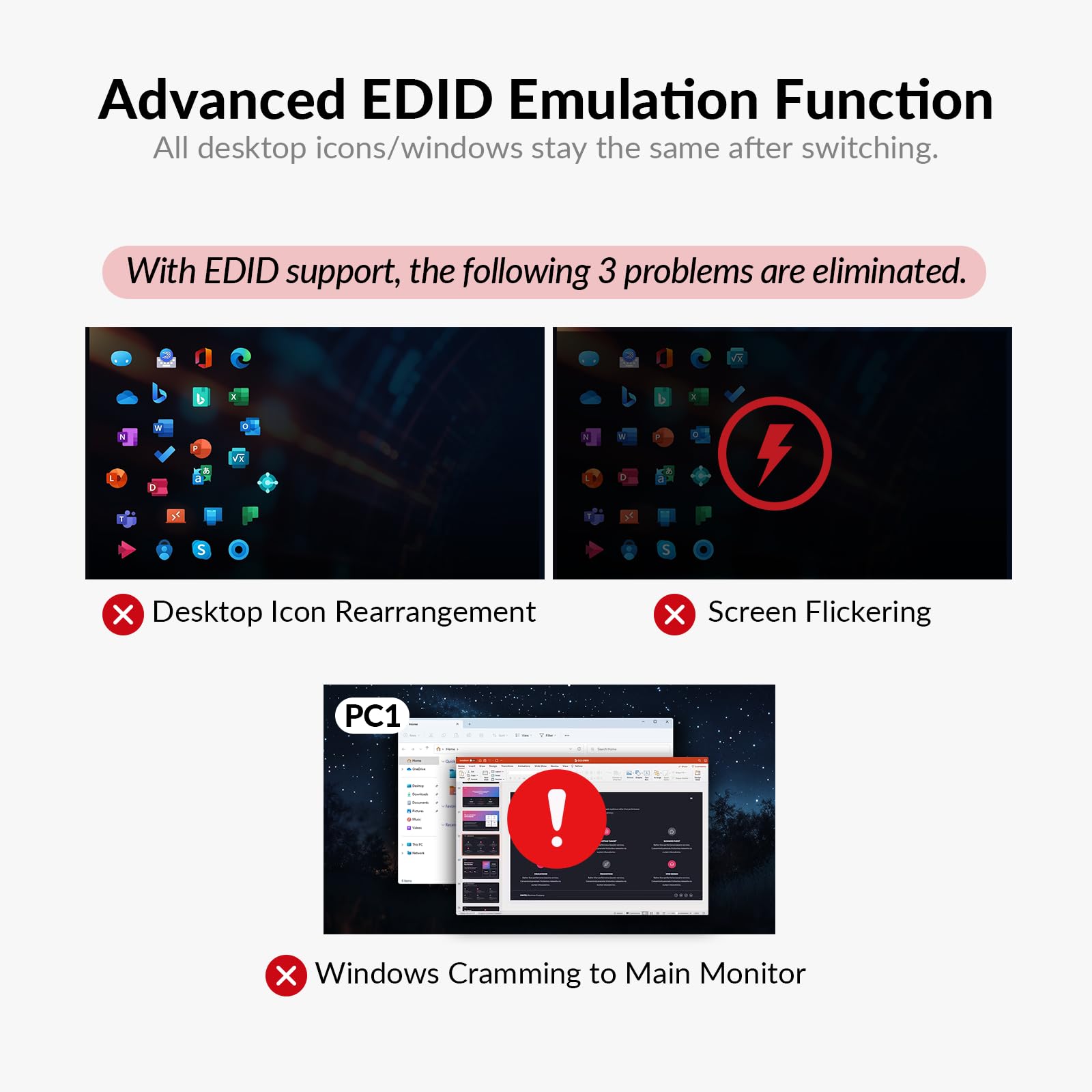 Docking station AV Access KVM Switch 1 laptop e 2 PC desktop, doppio monitor 4K a 60Hz, emulazione EDID, ricarica USB-C da 100 W, Gigabit Ethernet, alte velocità di aggiornamento, ideale per giochi