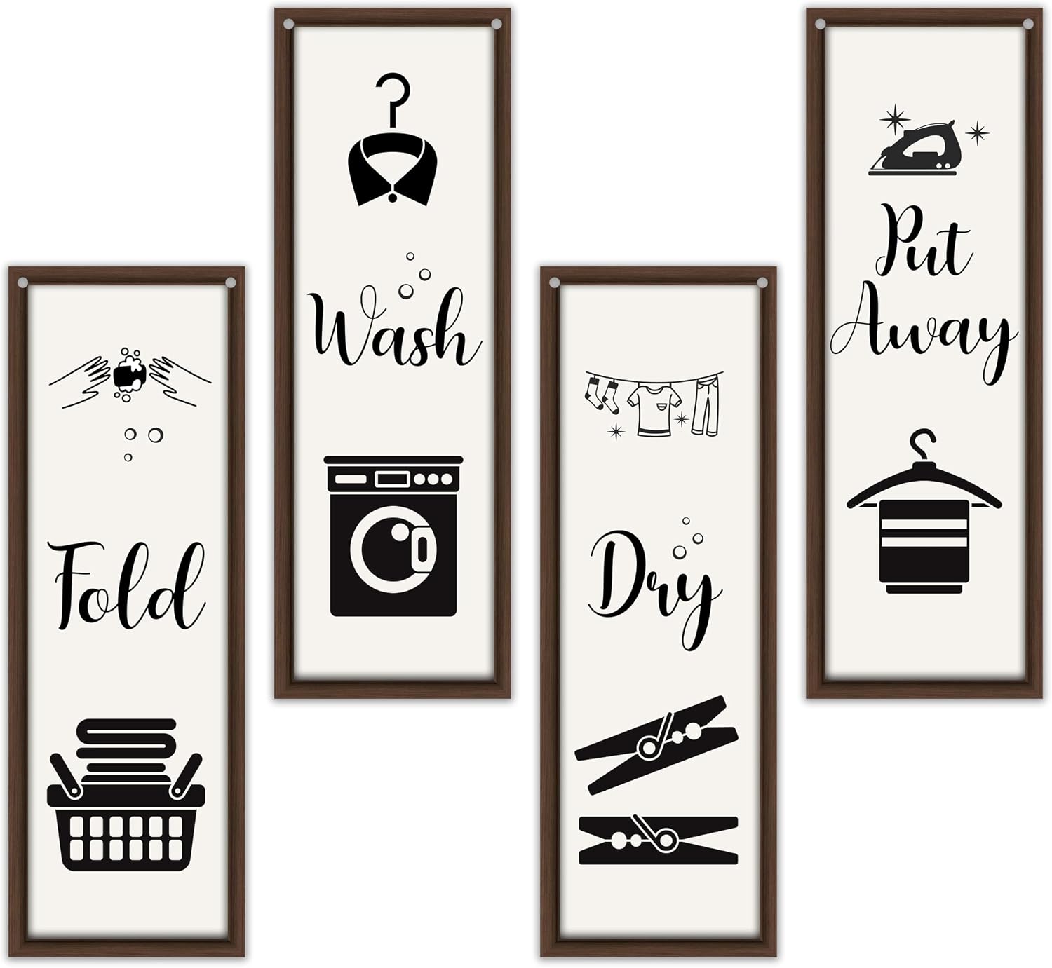 Amazon.com: 4 Pcs Laundry Room Decor, Put Away Fold Wash Dry Decor ...