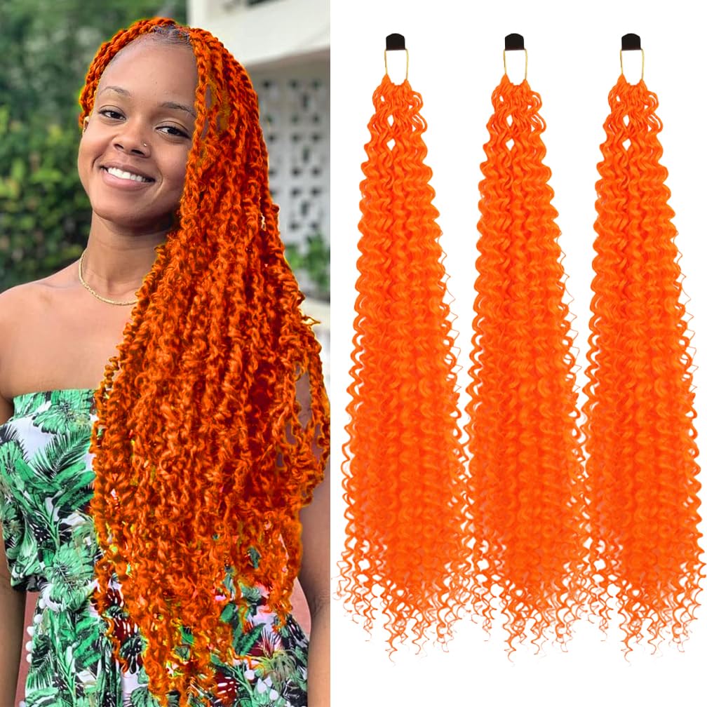 Ocean Wave Crochet Hair 22 Inch 3 Packs Deep Wave Braiding Hair Deep Curly Twist Crochet Hair For Black Women AC-22Inch,27/Pink/White)