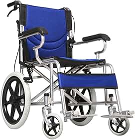 Cadeira de Rodas para Idoso Adulto Dobrável Portátil Resistente Confortável (Azul)