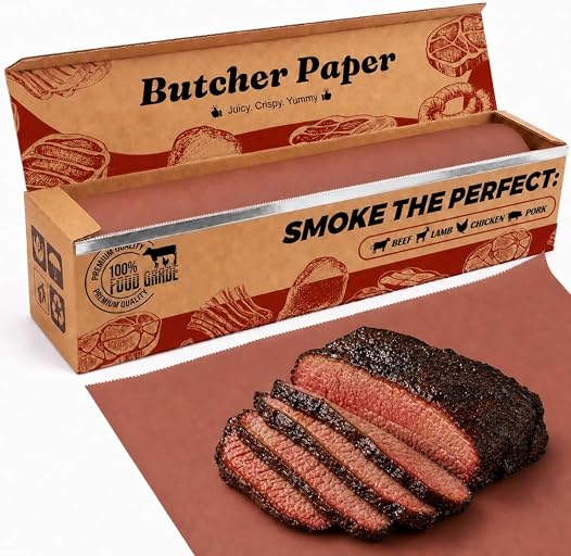 PerkHomy Pink Butcher Paper Roll 18" x 2400" (200') with Upgraded Packaging for Smoker BBQ Grilling Smoking Meat Unbleached Uncoated Unwaxed