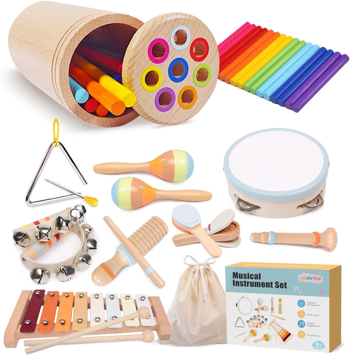 Montessori Toys for 1+ Year Old, 18 Month Old Toddler Learning Wooden Baby Toy Preschool Education, Sensory Toys for Toddlers 1-3, 1 2 3 Year Old Girl Boy Baby Gifts