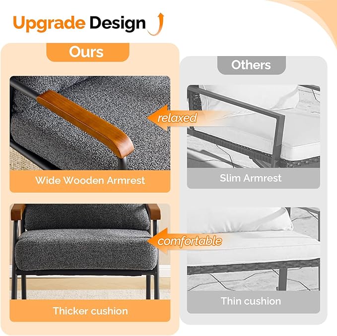 Sillón Tapizado Tela Lino Gris 2 Unidades miniatura 6