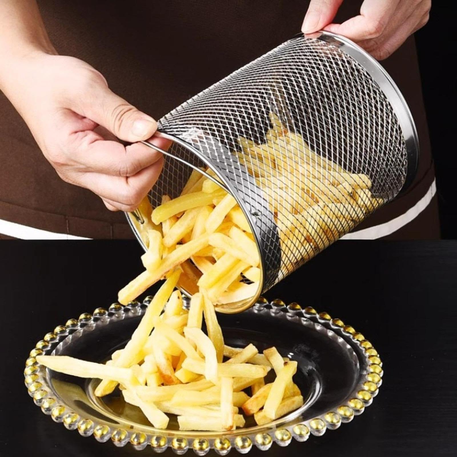Freidora de Acero Inoxidable con Cesta, Filtro, Asa Y Tapa. Calentamiento Rápido, Fácil Almacenamiento. Ideal para Cocinas Domésticas, Catering, Campi, 2.0l