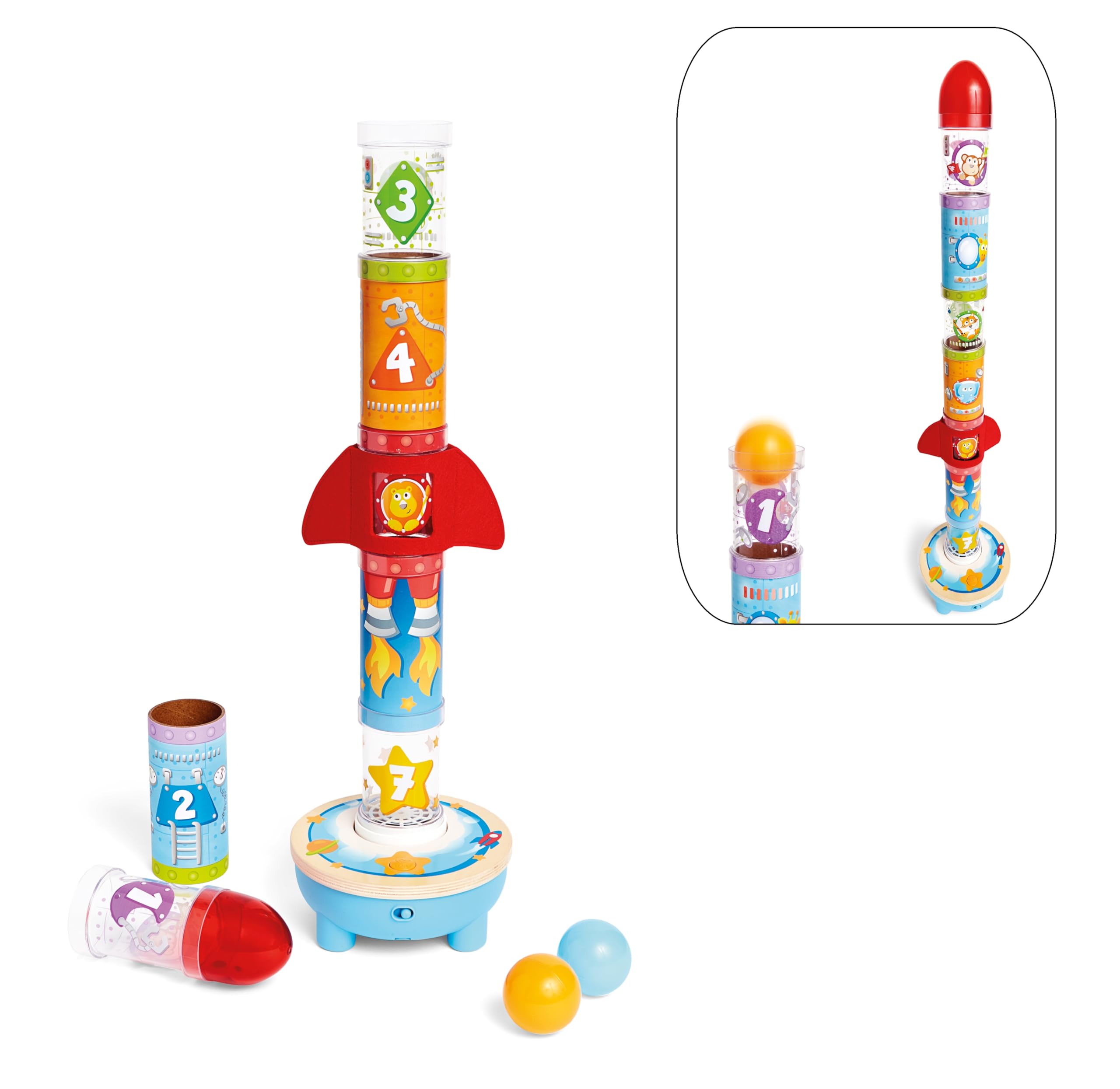 Hape Rocket Ball Air Stacker | Toy Air-Powered Ball Launcher Playset for Toddlers with Fan | 24 Months and Up