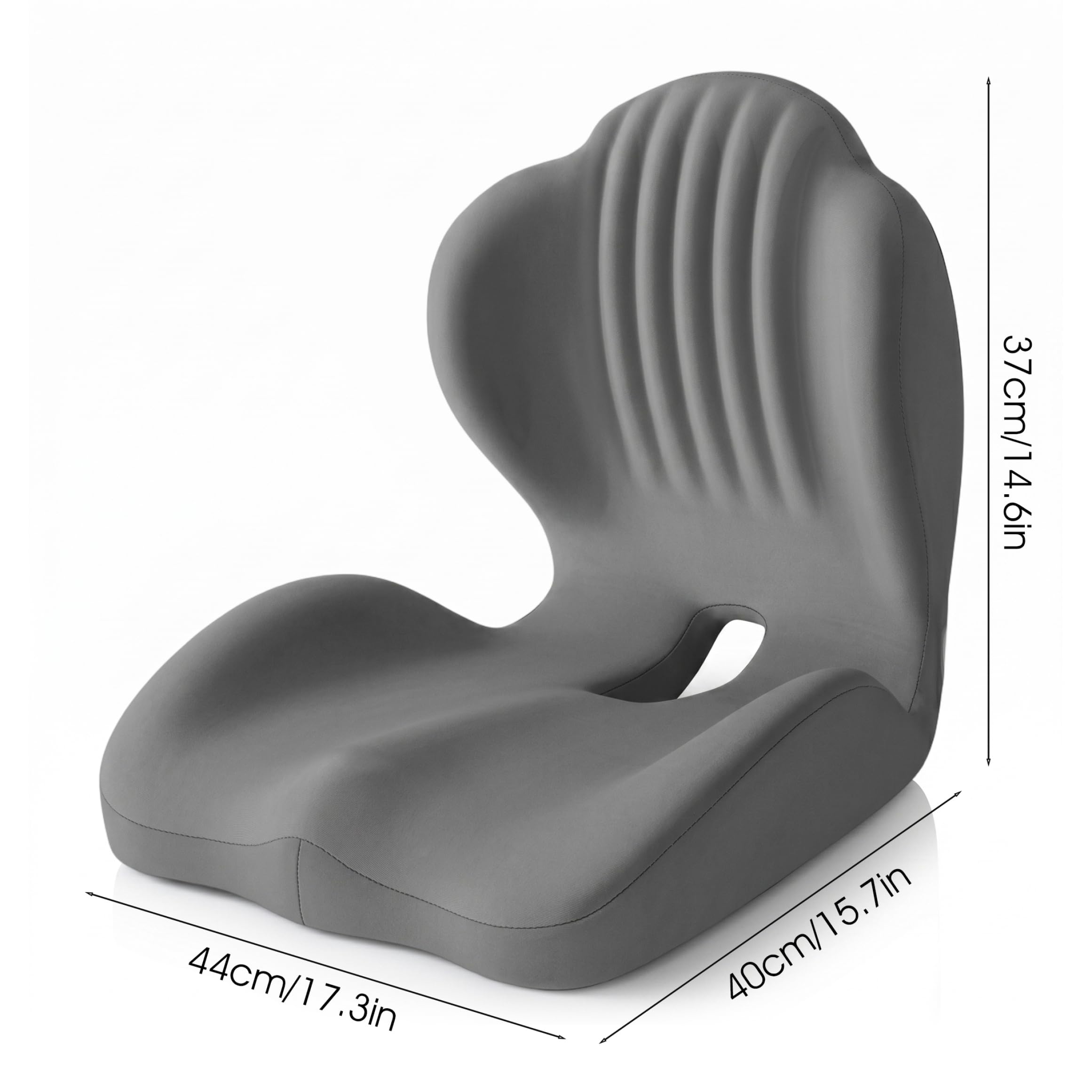 Cuscino ortopedico, Cuscino ortopedico, Sedile ergonomico in memory foam a forma di L con cavità nel coccige, Cuscini per sedie da ufficio per comfort lombare e posteriore, Grigio