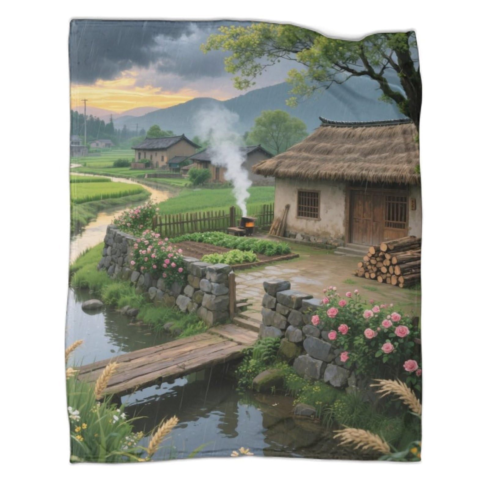 Plaid de canape moelleux legere couverture microfibre Fairy House 200x230 cm