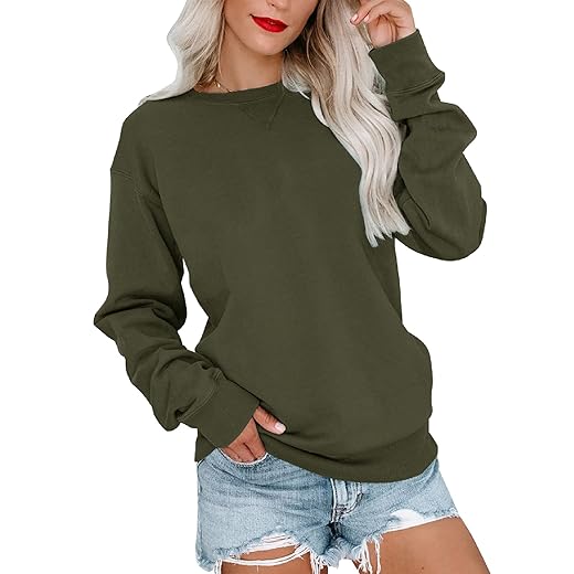 Bingerlily Womens Casual Long Sleeve Sweatshirt Crew Neck Cute Pullover Relaxed Fit Tops