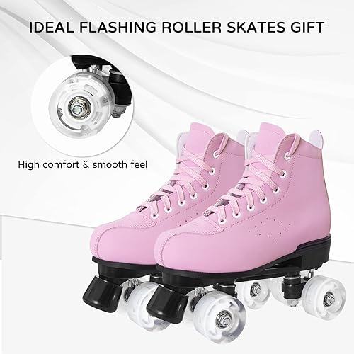 Miniatura 2 de Patines de ruedas para mujer con cuero PUgamuzacuero con purpurina, patines de doble fila, unisex para adultos, para interiores y exteriores, con